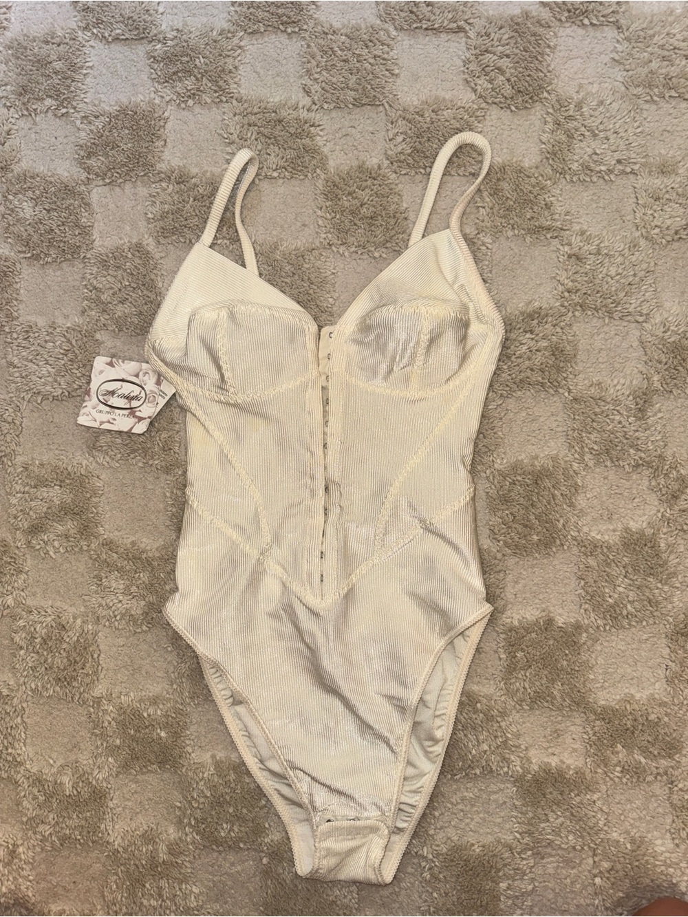 Vintage Malizia by La Perla Ivory bodysuit | Elegant Italian Lingerie Size Small